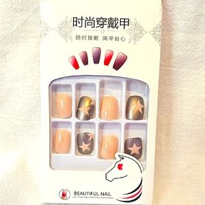 Star Design Press-On Nails - Pink and Purple Stocking Stuffers